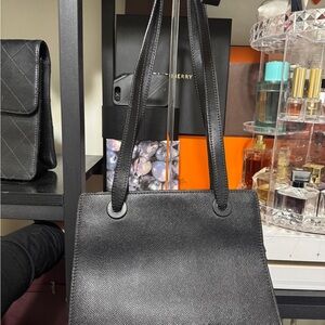 Elegant Black Leather Tote Bag
